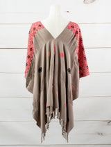 Long poncho two frayed lines Chiapas