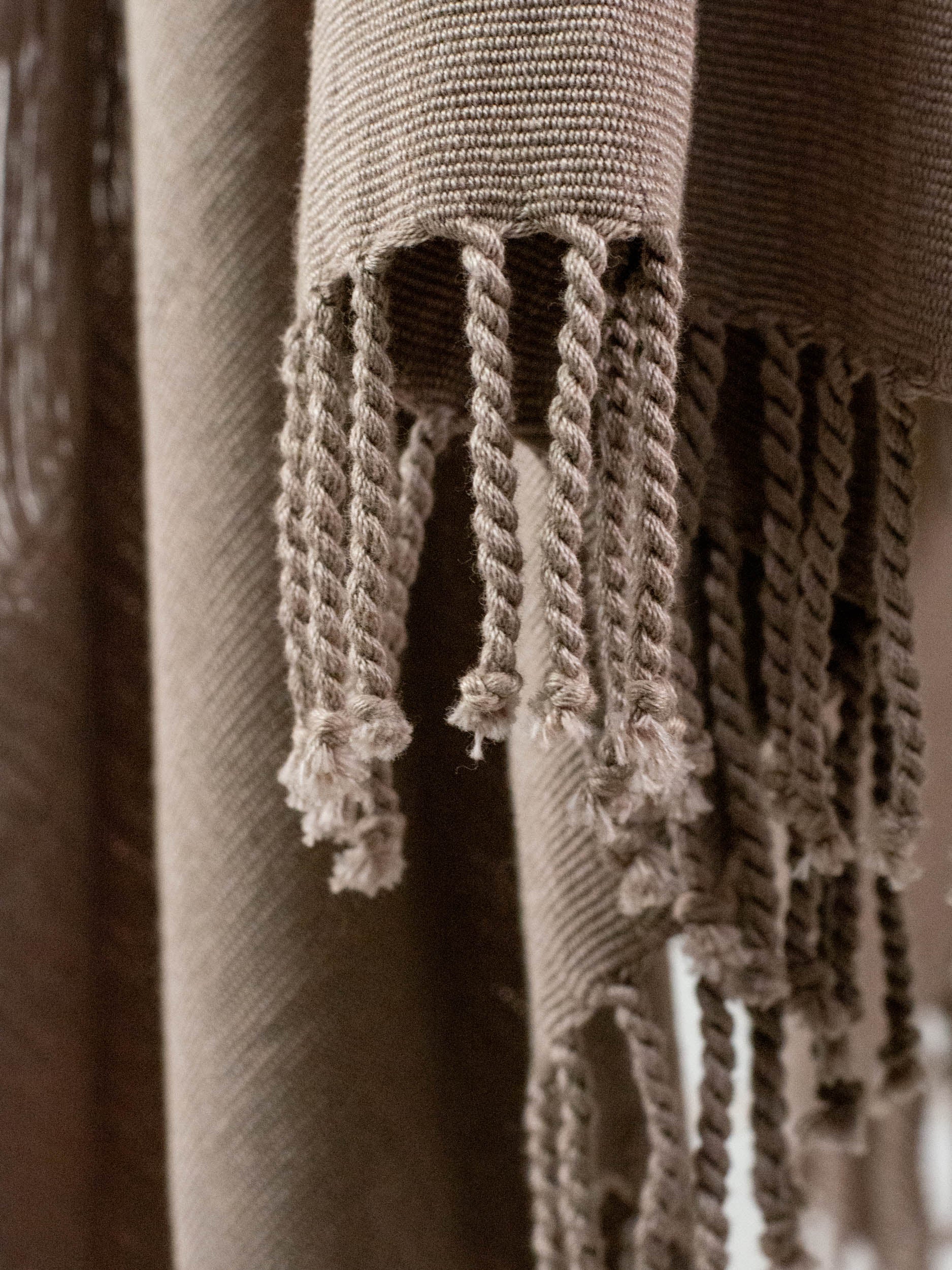 Long poncho two frayed lines Chiapas