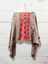 Long poncho two frayed lines Chiapas