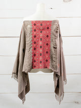 Long poncho two frayed lines Chiapas