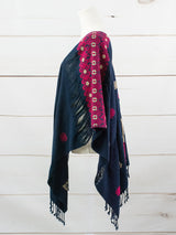 Long poncho two frayed lines Chiapas