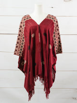 Long poncho two frayed lines Chiapas