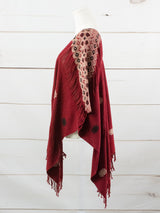 Long poncho two frayed lines Chiapas