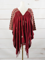Long poncho two frayed lines Chiapas