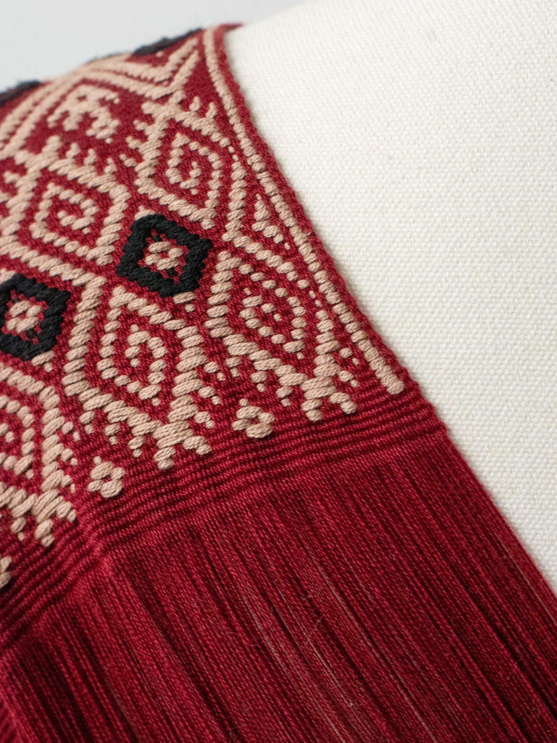 Long poncho two frayed lines Chiapas