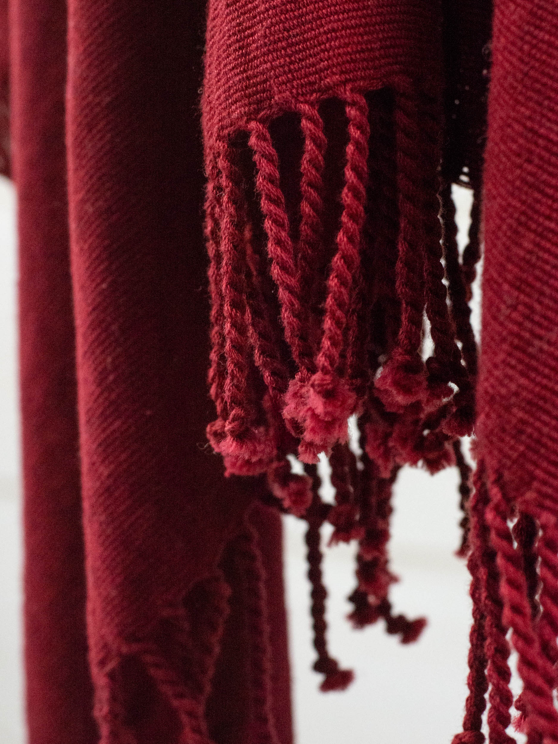 Long poncho two frayed lines Chiapas