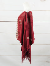 Long poncho two frayed lines Chiapas