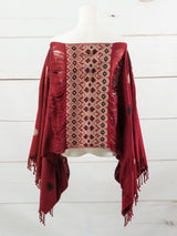 Long poncho two frayed lines Chiapas