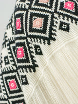 Long poncho two frayed lines Chiapas