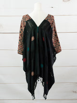 Long poncho two frayed lines Chiapas