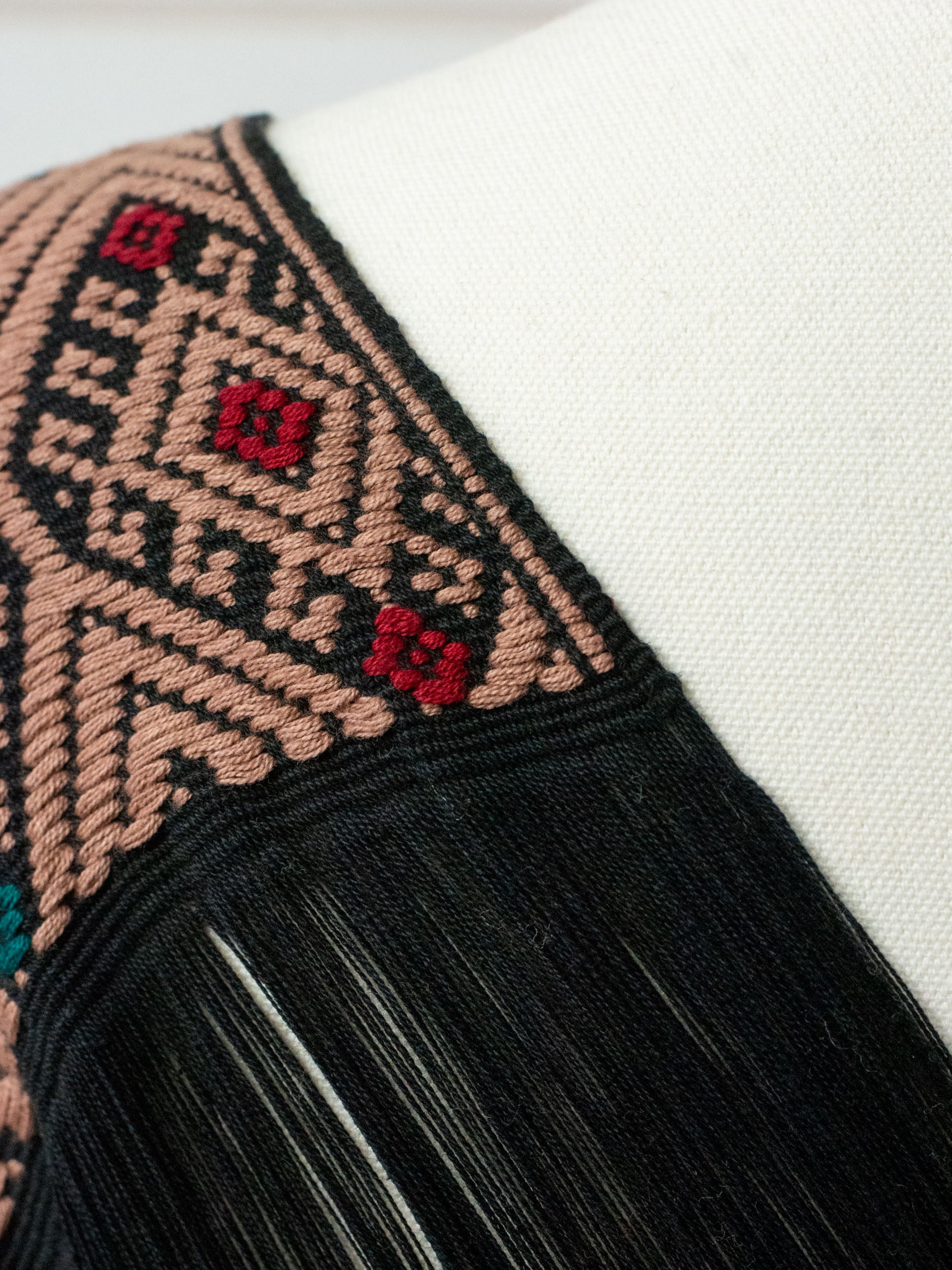Long poncho two frayed lines Chiapas