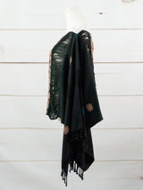 Long poncho two frayed lines Chiapas