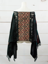 Long poncho two frayed lines Chiapas