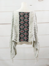 Poncho largo tres líneas deshiladas Chiapas