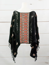 Poncho largo tres líneas deshiladas Chiapas