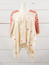 Short poncho three fringed lines Chiapas