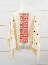 Poncho corto tres líneas deshiladas Chiapas