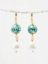 Aretes talavera esferas con perlas
