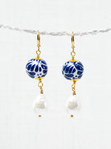Aretes talavera esferas con perlas