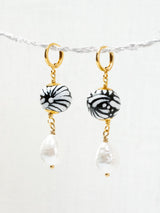 Aretes talavera esferas con perlas