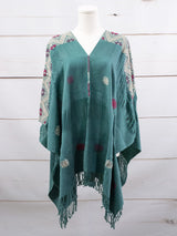 Long poncho two frayed lines Chiapas