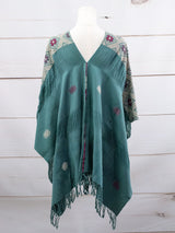 Long poncho two frayed lines Chiapas