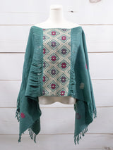 Long poncho two frayed lines Chiapas
