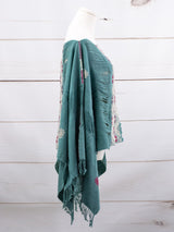 Long poncho two frayed lines Chiapas