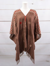 Long poncho two frayed lines Chiapas