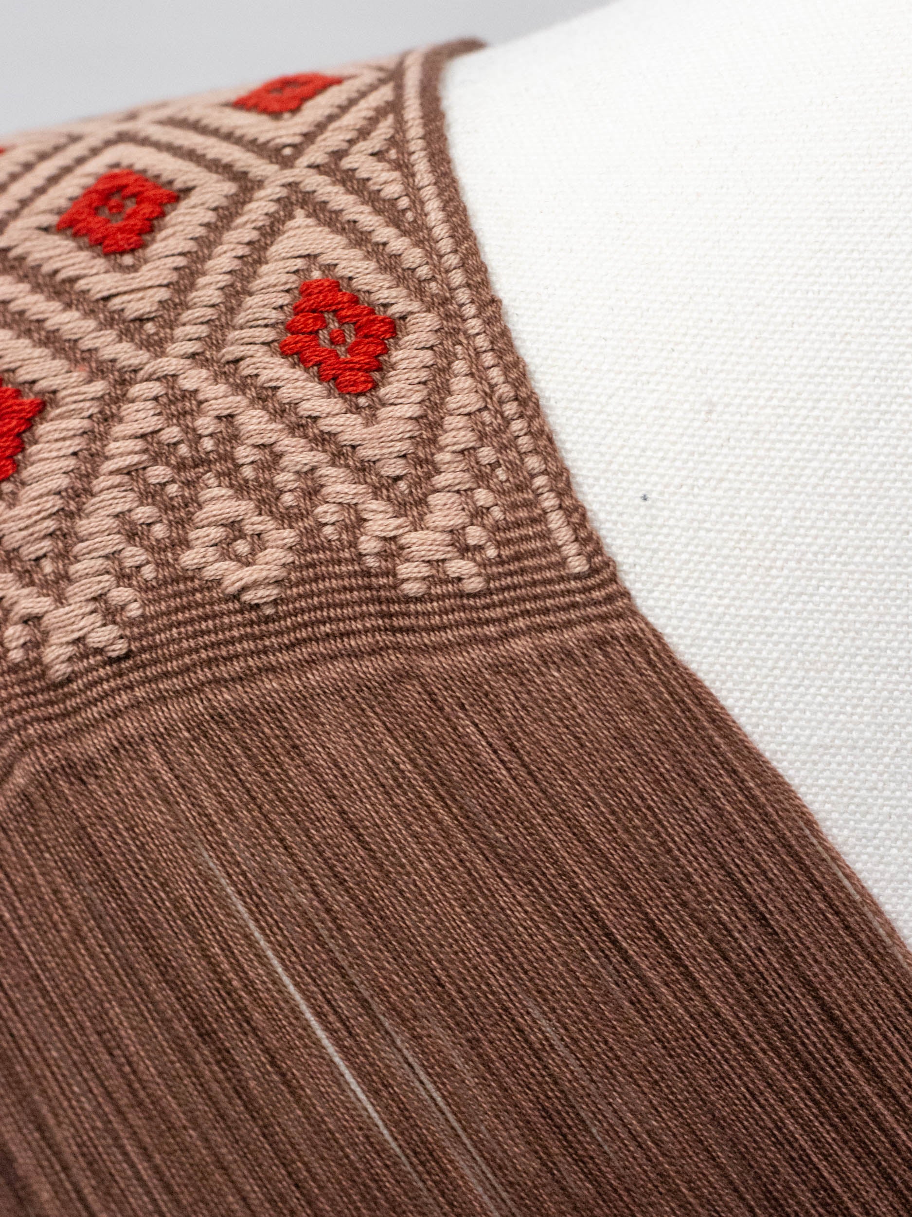 Long poncho two frayed lines Chiapas