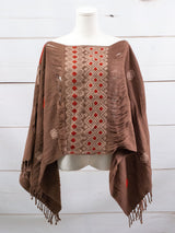 Long poncho two frayed lines Chiapas