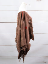 Long poncho two frayed lines Chiapas