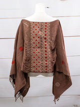 Long poncho two frayed lines Chiapas