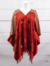 Long poncho two frayed lines Chiapas
