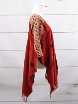 Long poncho two frayed lines Chiapas