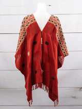Long poncho two frayed lines Chiapas