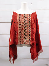 Long poncho two frayed lines Chiapas