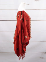 Long poncho two frayed lines Chiapas