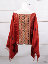 Long poncho two frayed lines Chiapas