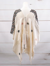 Long poncho two frayed lines Chiapas