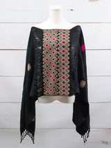 Poncho largo tres líneas deshiladas Chiapas