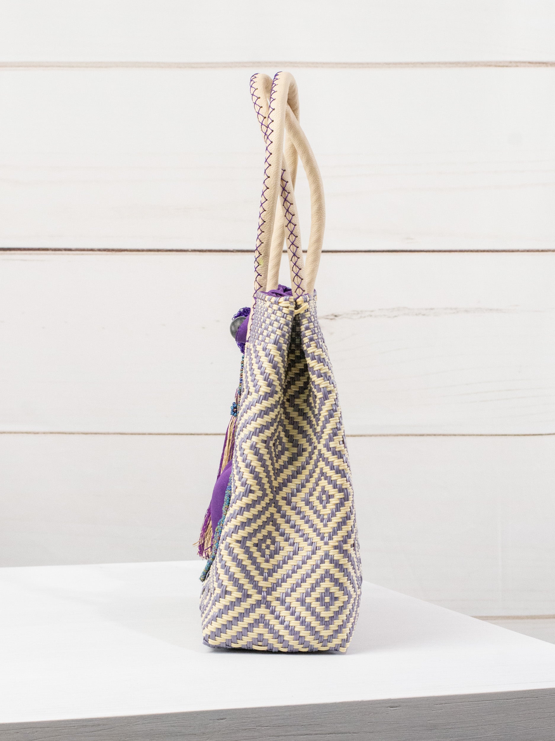Medium heart milagro artisan bag with flower pompom