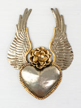 Winged heart with a flower