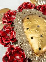 Double flamed winged heart with flowers and candelabra