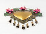 Heart with pompoms and flowers