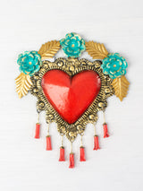 Heart with pompoms and flowers