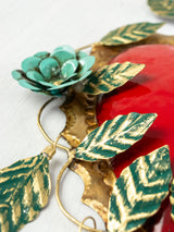 Heart with three flowers and frame of hanging leaves