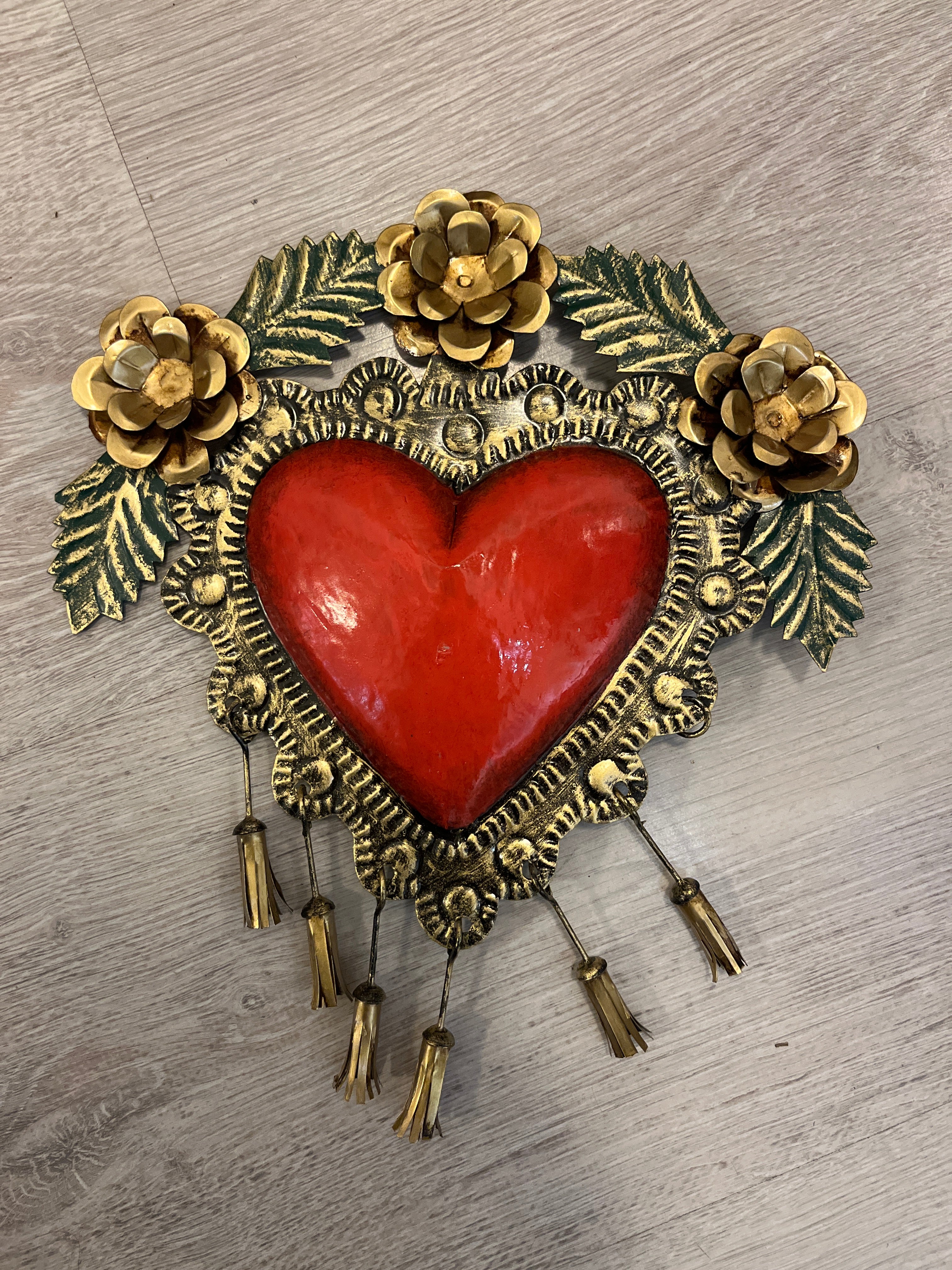Heart with pompoms and flowers
