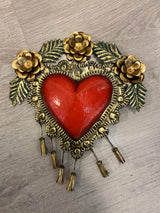 Heart with pompoms and flowers